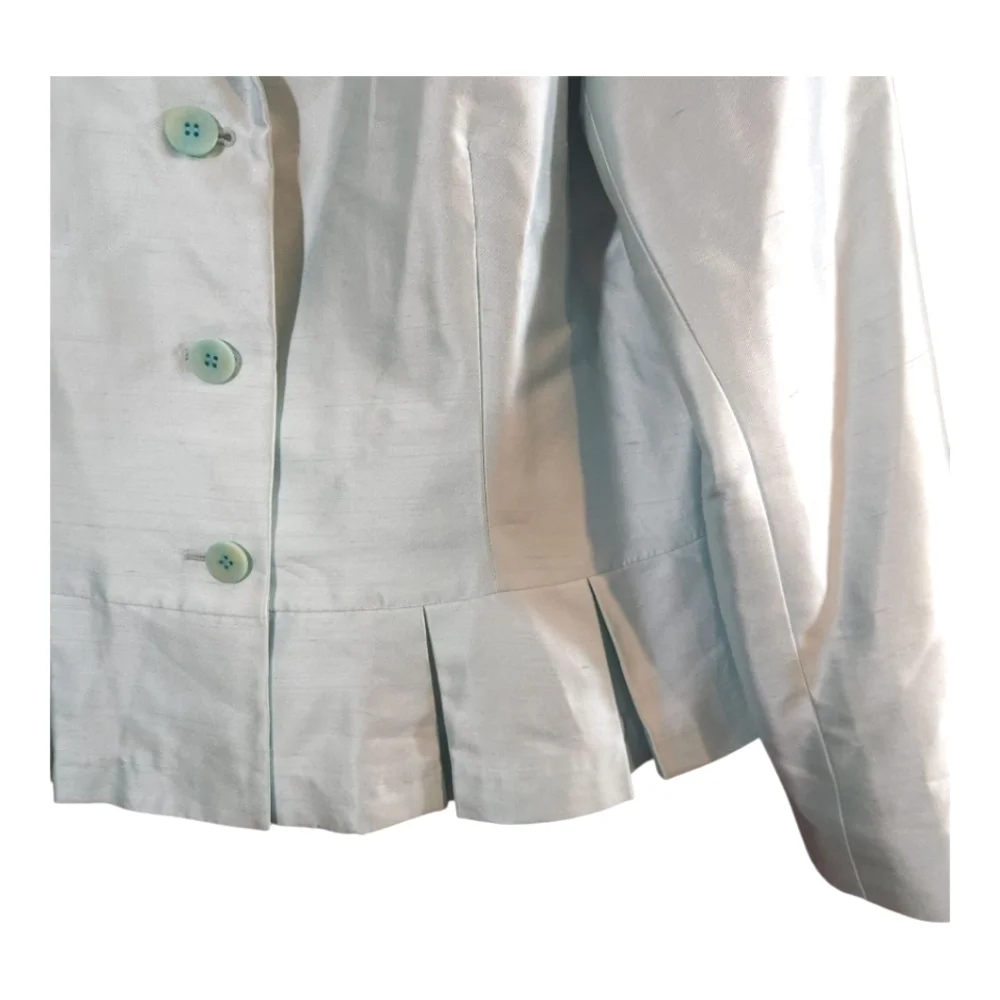 Lafayette 148 Silk Blend Pleated Peplum Hem Blazer Quiet Luxury Women's 18 NWT